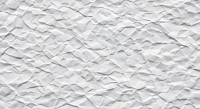 Crumpled white paper texture background. Abstract background of wrinkled and creased paper sheet with realistic shadows.