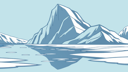 Arctic landscape with glacial mountains and floating ice mountain landscape © Basunia
