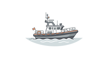 Obraz premium Vector Illustration of a Rigid Inflatable Boat (RIB) on Water
