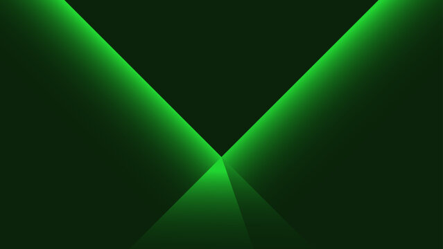 Abstract green and dark background with digital lines, light rays, and motion textures designed for a technology wallpaper backdrop, geometric triangle upside down with neon effect.