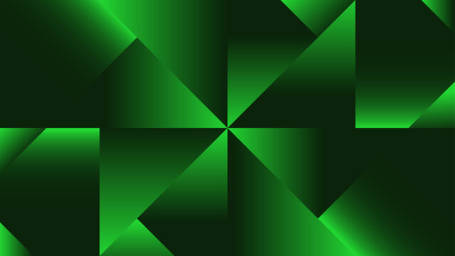Abstract green background with stars features a geometric triangle pattern and origami paper texture for a stylish vector backdrop design