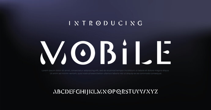 Mobile. Abstract technology futuristic alphabet font. digital space typography vector illustration design
