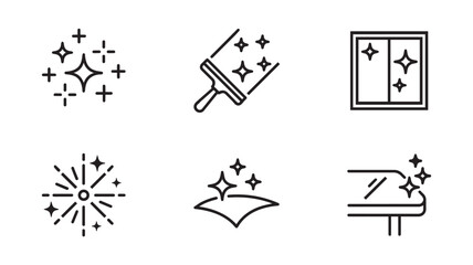 Naklejka premium Set of cleaning and sparkle icons vector