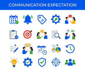 Fototapeta premium Expectation Management and Team Alignment Flat Vector Illustration Set for Business Communication and Workplace Collaboration