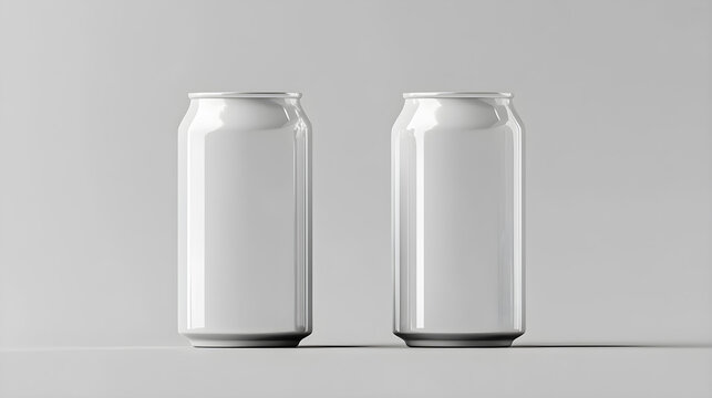 White 500ml and 330ml aluminum cans isolated on transparent background,