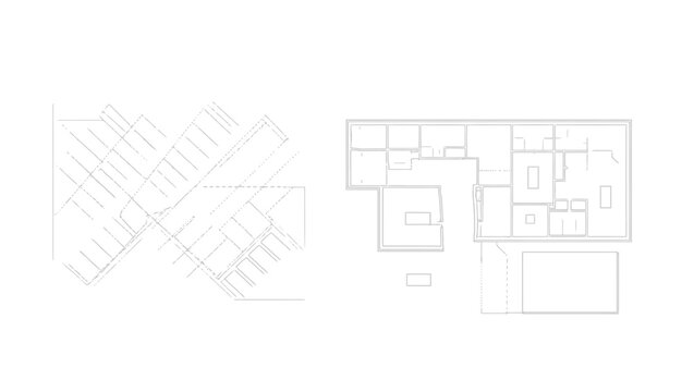 Vector illustration of detailed architectural floor plan with multiple rooms and spaces