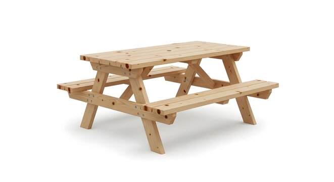Wooden Picnic Table for Outdoor Dining and Recreation.