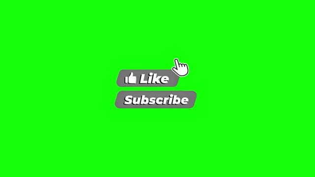 Youtube Channel, Like And Subscribe Button Green Screen Background