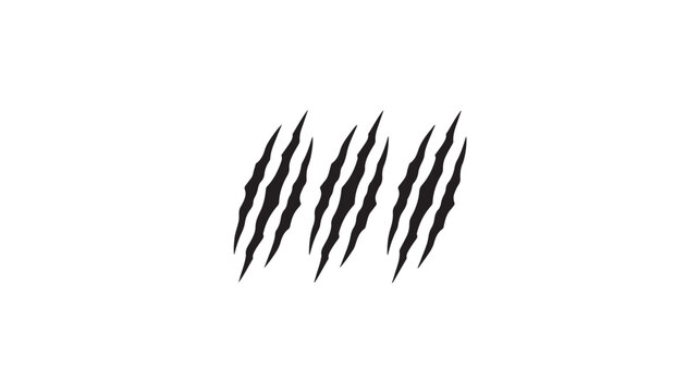 Black Tiger Claw Marks On White Background For Horror Movie Concepts