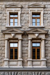 Fototapeta premium Elegant historic architecture with intricate window detailing