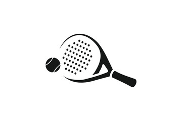 Naklejka premium Padel logo, Padel Racket and Ball Vector Logo Icon Design for Sports Club and Tournament
