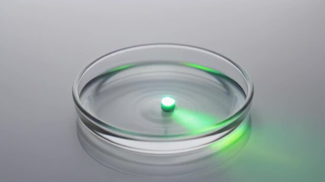 laser light reflection on glass surface with colorful diffraction effect