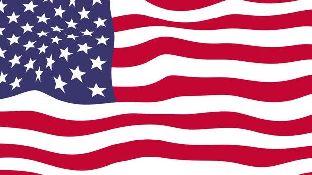 America Nation flag waving animation isolated on black background