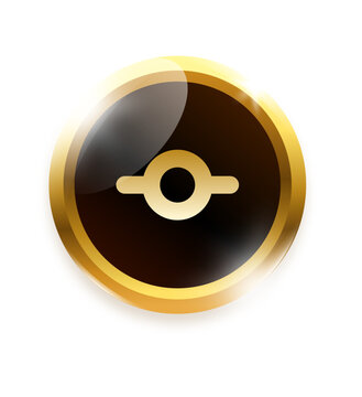 Shiny golden git commit symbol glossy round metallic modern button