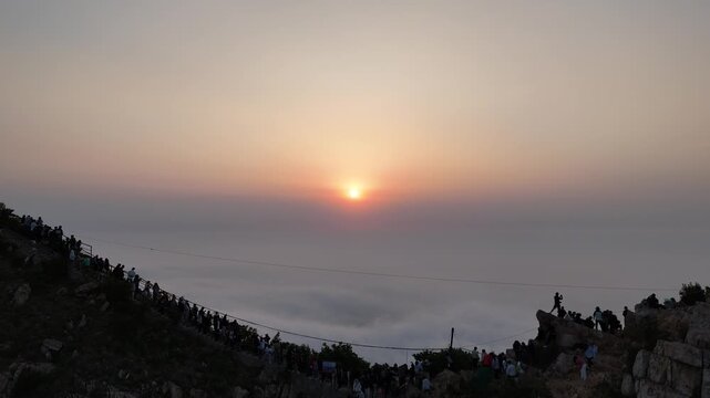 Cinematic Sunrise Over Dalian Mountains &ndash; Golden Light and Coastal Landscape from Above