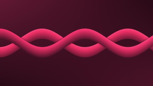 An animation of two light red ribbons weaving across a deep burgundy background, sliding in opposite directions like soft currents and creating a seamless loop of calm flow and hypnotic motion