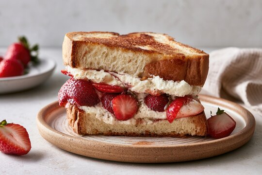A delicious homemade sando with strawberries.