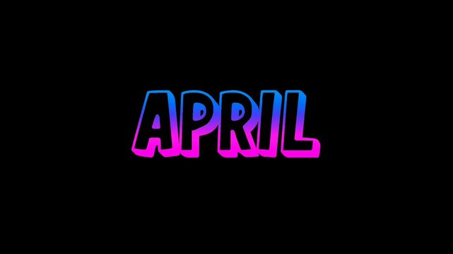 April neon text animation with glowing blue and pink gradient effect on a black background. Modern luminous typography featuring the month of December in a vibrant neon style