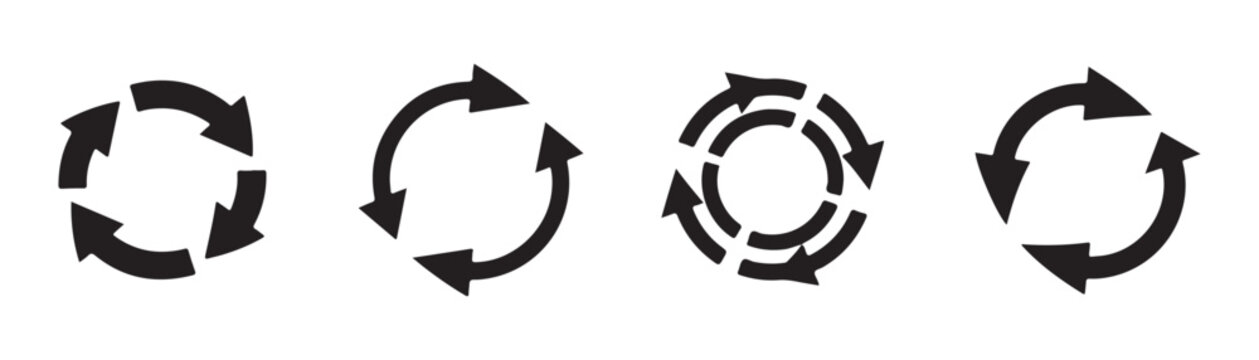 Circular arrow rotation symbols for web interface design and graphical user experience development kits.