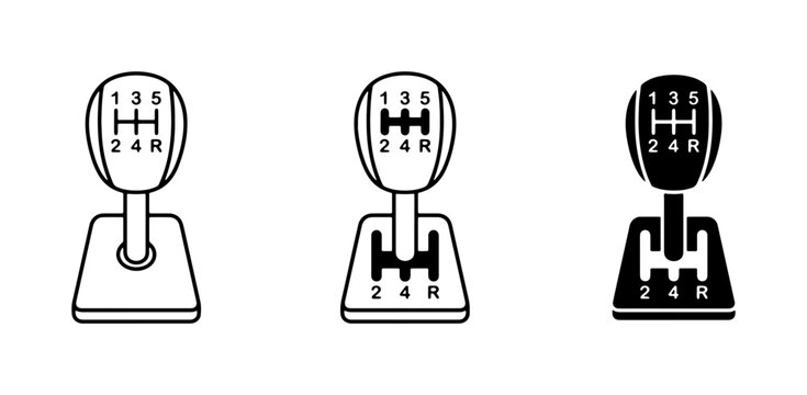 Manual Gear Shift Icons, 5-Speed Transmission Lever Set, Automotive Control Elements