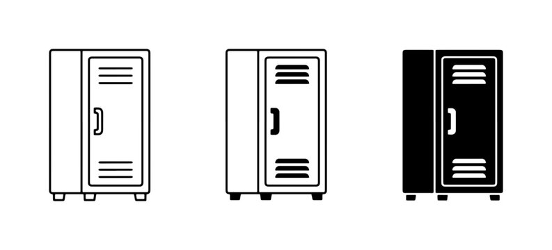 Locker Icons, Storage Units, Gym Lockers, School Lockers, Metal Cabinets, Vector Set