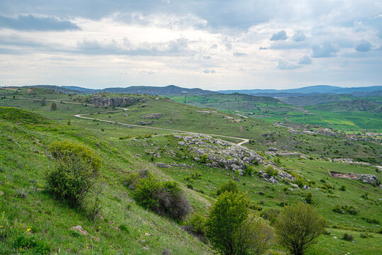 Scenic views of the archaeological remains and monumental stone walls of Hattuşa (Hattusha),  located in Boğazkale, &Ccedil;orum, this sprawling site was the fortified capital city of the Hittite Empire duri