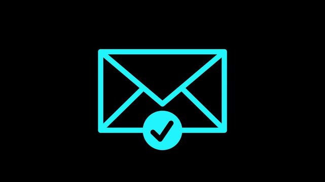 Email envelope with a check mark symbol animation video 4k. Mail box with check mark motion video. Email box and check mark verified icon animation