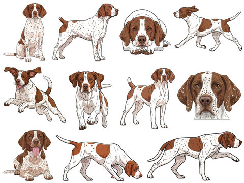 Braque du Bourbonnais Pointer dog 12 profile poses bundle