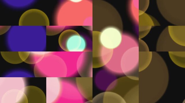 Abstract Colorful Bokeh Light Circles Background with Geometric Tiled Grid Pattern