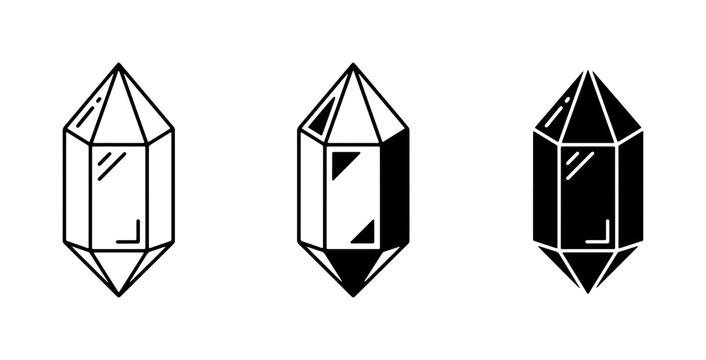 Gemstone Icons, Crystal Shapes, Mineral Facets, Geometric Forms, Vector Elements