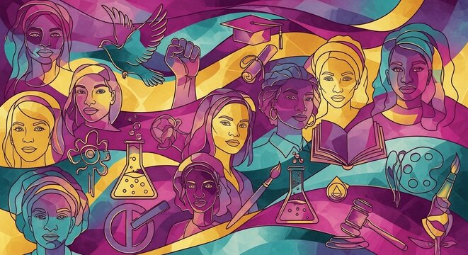 Diverse Women in Science and Technology Illustration