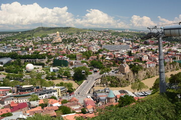 View from Narikala cable car upper station. Tbilisi. Georgia © Bluchiavari