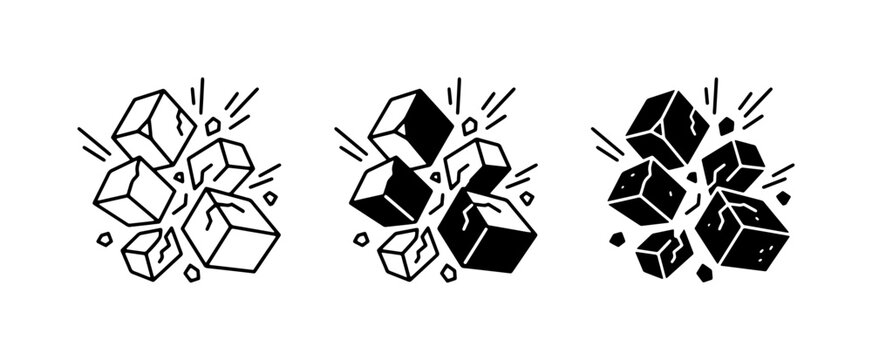 Ice Cubes, Frozen Water Chunks, Refreshing Drink Elements, Cool Beverage Icons