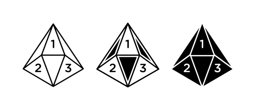 Geometric Shapes, Numbered Icons, 3D Forms, Set of 3, Vector Graphics, Concept Elements