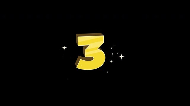 Bright 3D Cartoon Countdown Number 3