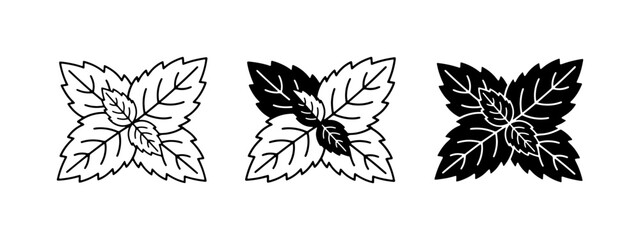 Mint Leaves Vector Icons, Fresh Herb Graphics, Culinary Ingredient Symbols, Greenery Design Elements © Rofiqe