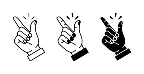 Fototapeta premium Snap Gesture Icons, Easy Click Symbols, Simple Hand Sign Vector Set