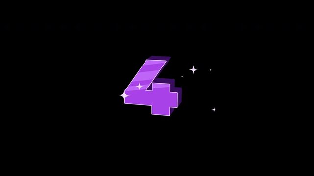 Bright 3D Cartoon Countdown Number 4