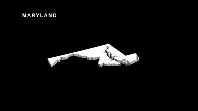 Maryland state map rotating in three dimensions