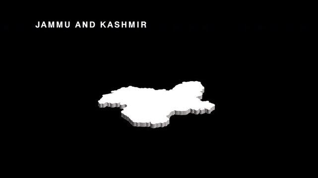 Jammu and kashmir 3d map rotating on a black background