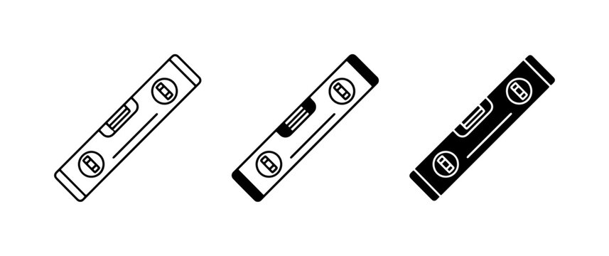 Spirit Level Icons, Construction Tool Vector Graphics, Measurement Device Set