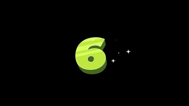 Bright 3D Cartoon Countdown Number 6