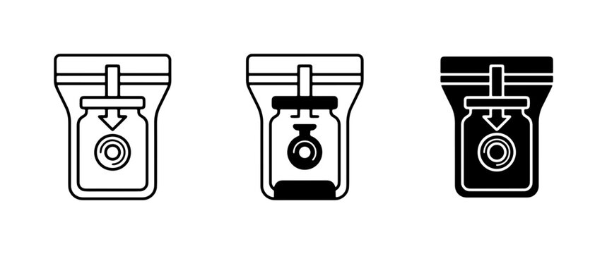 3 Icon Set: Vacuum Seal Bag with Food Jar, Food Preservation, Storage Solutions
