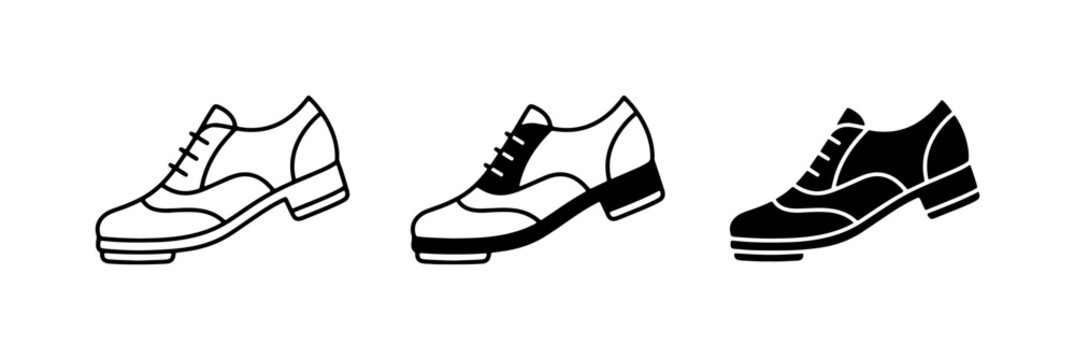 Tap Shoes Vector Icons, Classic Dance Footwear Set, Performance Style