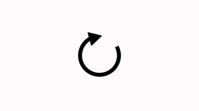 Minimalist black circular arrow loading indicator spinning animation on white background. Circular arrow concept for process, update, refresh cycle motion graphics interface with alpha channel