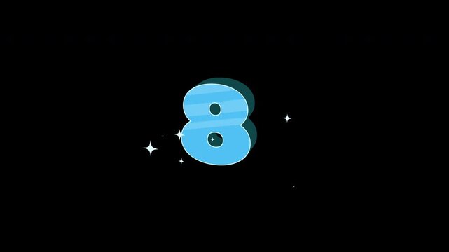 Bright 3D Cartoon Countdown Number 8