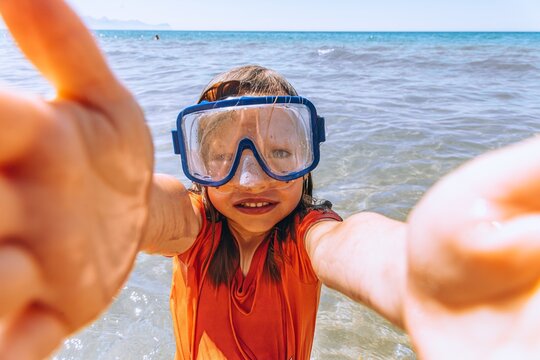 Snorkeling mask in the sea during summer vacation