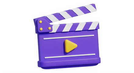 Fototapeta premium Purple movie clapperboard with play button
