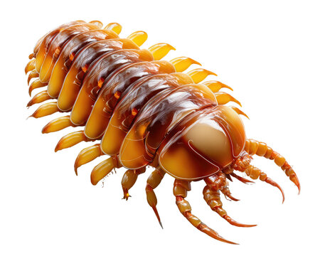 Giant Millipede Curiosity: A magnified view of a giant millipede showcasing its segmented body, numerous legs, and distinct armored exoskeleton.