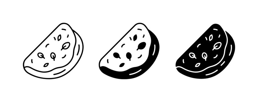 Simple Bread Slice Icons, Line Art and Silhouette Food Graphics, Baked Goods Vector Elements